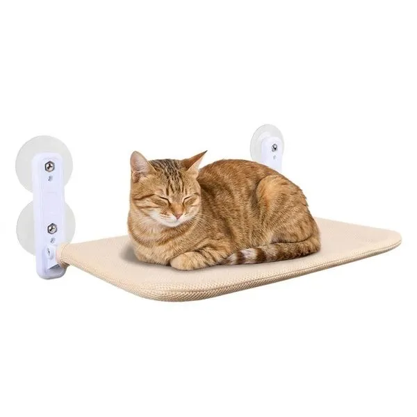 Caminha de Gato para Janela com Ventosas BSL3909 Retrátil Liga de Aço Bege Suporte Até 6KG Caminha de Gato para Janela BSL3909 Retrátil Bege Liga de Aço