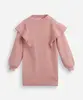vestido infantil de tricot manga longa com babados rosa 12