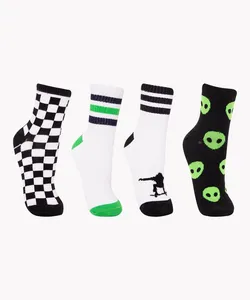 kit de 4 pares de meias infantis cano médio multicolor 22-25