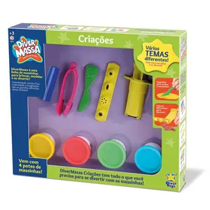 Massa de Modelar Infantil Divertoys Criações com Acessórios