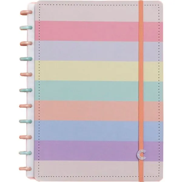 CADERNO INTELIGENTE GRANDE ARCO-IRIS PASTEL 80FLS.