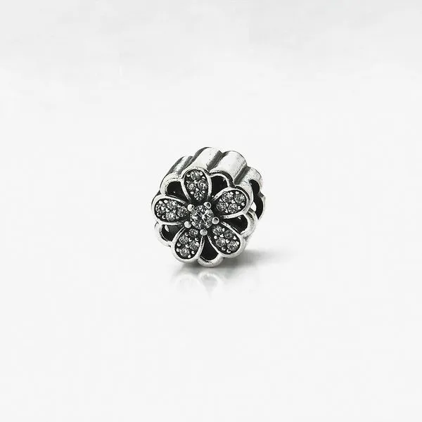 Berloque Bali Espaçador Flor Cravejado Zircônias Prata 925 Cristal