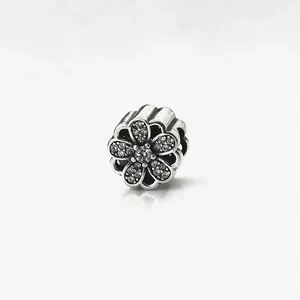 Berloque Bali Espaçador Flor Cravejado Zircônias Prata 925 Cristal