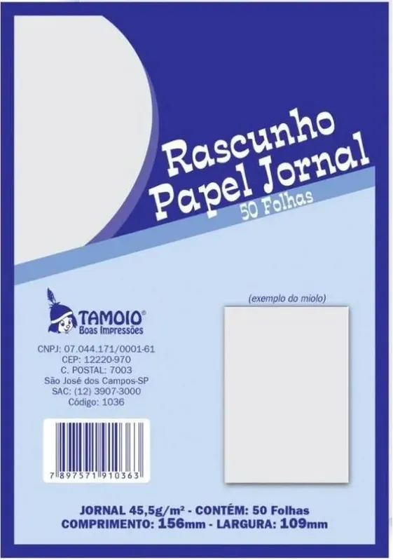 Bloco Rascunho Jornal 1/36 50 Folhas