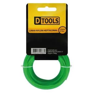 Linha para Roçadeira Nylon Heptagonal 2,0MM X 15M Alto Desempenho Flexível e Resistente Dtools Linha para Roçadeira Nylon Heptagonal 2,0MM X 15M Alto Desempenho Dtools