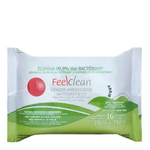 Lenços Umedecidos Antissépticos Feelclean Aloe Vera 16 Unidades