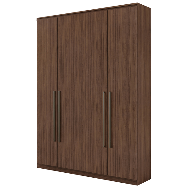 Guarda-roupa, MDF, 04 Portas, 02 gavetas, 01 Calceiro - Alonzo New Imbuia Naturale