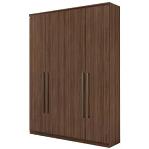 Guarda-roupa, MDF, 04 Portas, 02 gavetas, 01 Calceiro - Alonzo New Imbuia Naturale