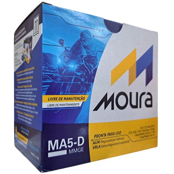 Bateria Moura Para Moto 12v 5ah CCA50A Lado Direito Positivo