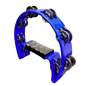 Pandeiro Meia Lua Pandeirola Som Agudo com 16 Pares de Platinelas em Inox Azul OEM Pandeiro Meia Lua Pandeirola em Policarbonato de Alto Impacto Azul OEM