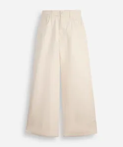calça wide leg juvenil de sarja bege 10