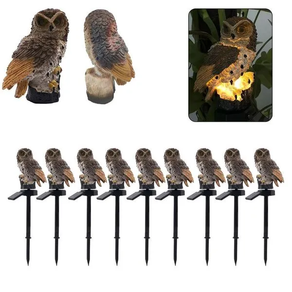 Kit 9 Corujas Luminária Solar LED Decorativa para Jardim SU-CORU IP65 Marrom Leva Pro Pet Kit 9 Corujas Luminária Solar LED SU-CORU IP65 Marrom Leva Pro Pet