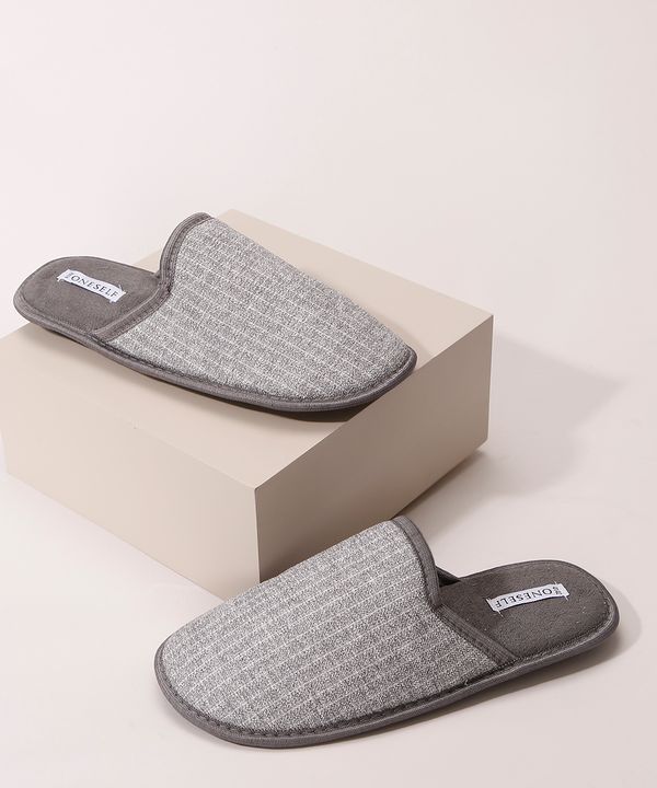 Pantufa Canelada Cinza Mescla 43-44