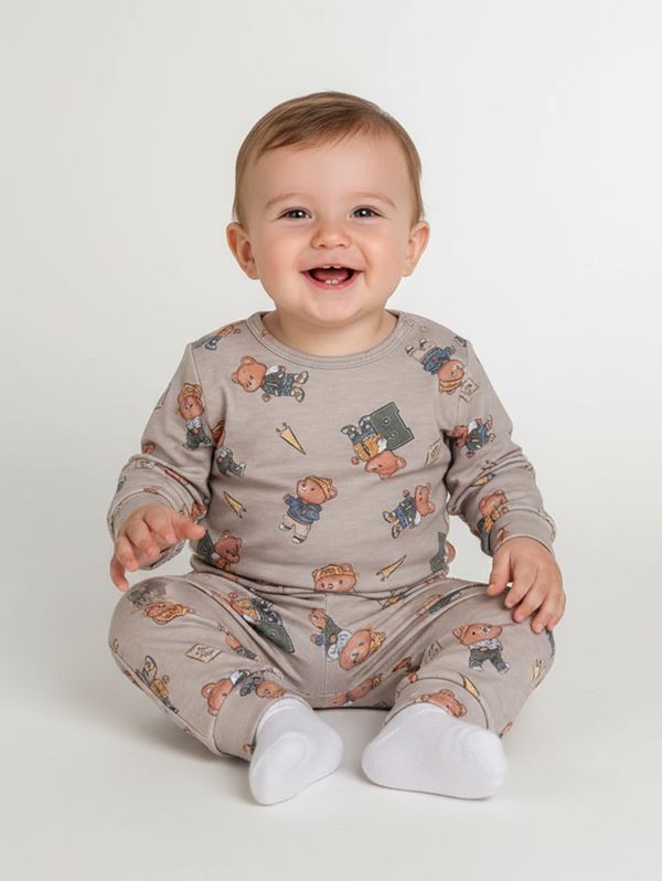 Pijama Térmico Infantil Para Bebê- BEGE G