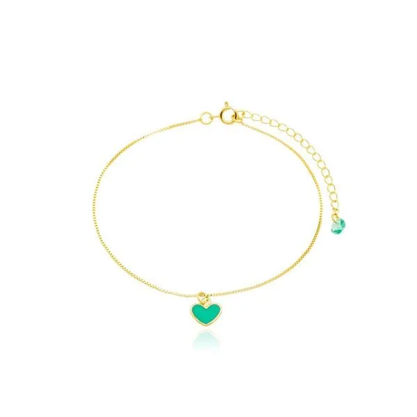 Tornozeleira Atraktiva Jóias Veneziana Coração Esmaltado Banhada a Ouro 18k Dourado Feminina Tornozeleira Atraktiva Jóias Veneziana Coração Esmaltado Banhada a Ouro 18k Dourado