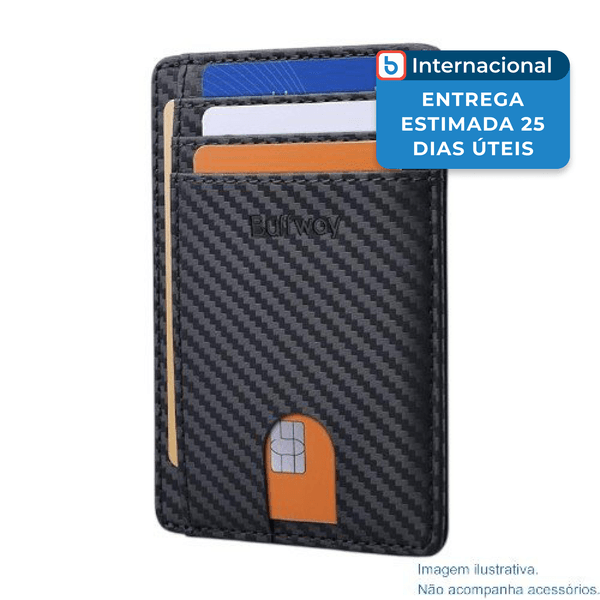 Porta-Cartão Buffway Slim Com Bloqueio RFID Listrado Preto A-MBI