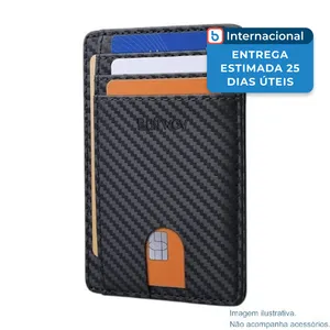 Porta-Cartão Buffway Slim Com Bloqueio RFID Listrado Preto A-MBI
