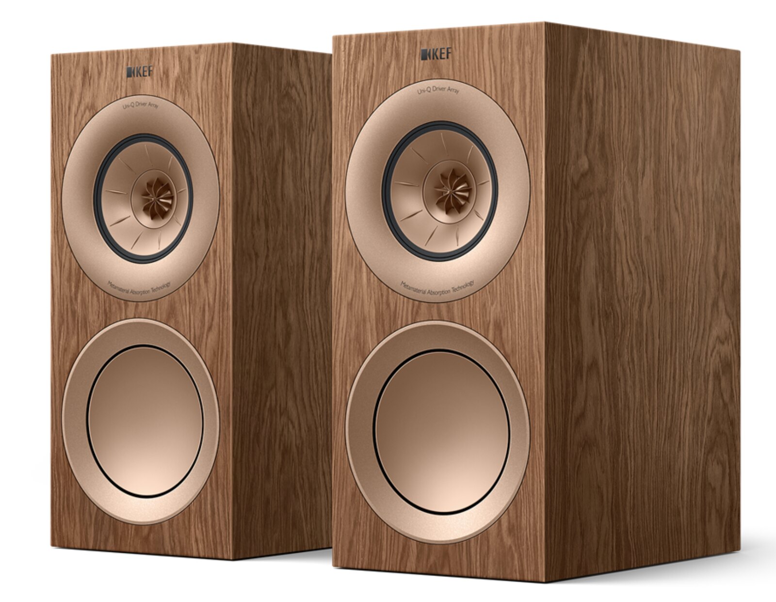 Par de Caixas Kef R3 Book Meta Madeira Walnut com Alta Definição