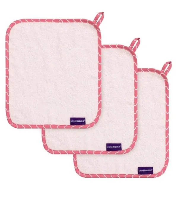 Kit Paninhos de Banho Bambu com 3 unidades Clevamama Rosa