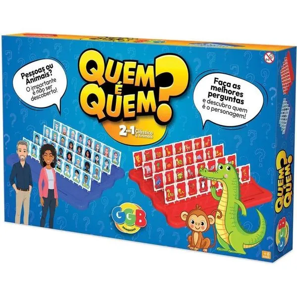 Jogo de Tabuleiro Quem É 2 em 1 Interativo com Pessoas e Animais de EVA GGB Plast Jogo de Tabuleiro Quem É 2 em 1 com Pessoas e Animais GGB Plast