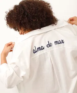 camisa saída de praia com bordado off white GG