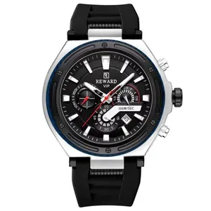 Relógio Masculino Design Robusto Esportivo De Quartzo 3bar à Prova D´agua Preto Prata