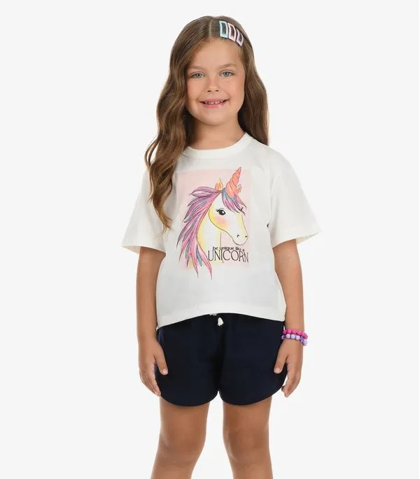 Shorts Feminino Moletom Rovi Kids Azul 10