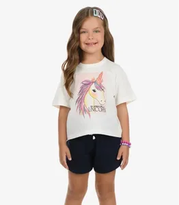 Shorts Feminino Moletom Rovi Kids Azul 10