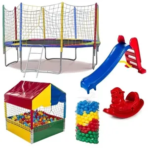 Kit Playground Pula 3,05m com Piscina 1,00m Escorregador Médio Gangorra e 500 Unidades Rotoplay Brinquedos Kit Playground Pula 3,05m Piscina 1,00m Escorregador e Gangorra Rotoplay Brinquedos