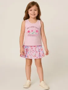Conjunto Cotton Curto Infantil Para Menina - ROSA 8