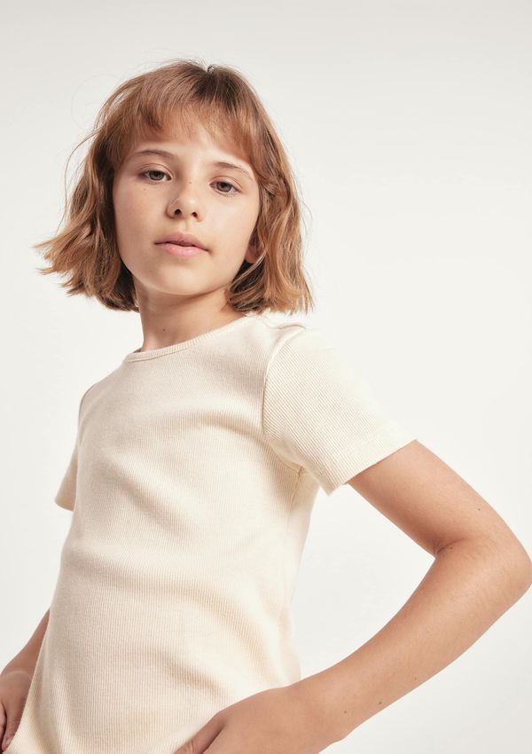 Blusa Manga Curta Infantil Menina Em Ribana - Creme 008