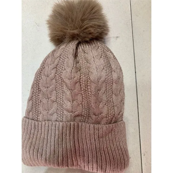 Touca Feminina de Inverno OEM Forrada com Pelúcia em Lã Acrílica Antialérgica Marrom Adulto Touca Feminina de Inverno OEM em Lã Acrílica Antialérgica Marrom com Pompom Adulto