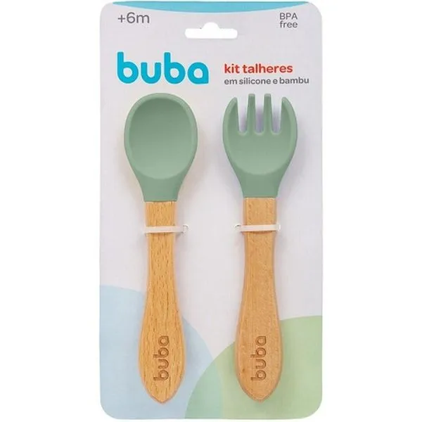 Kit Talher Buba Silicone E Bambu Verde 15827 (MP)