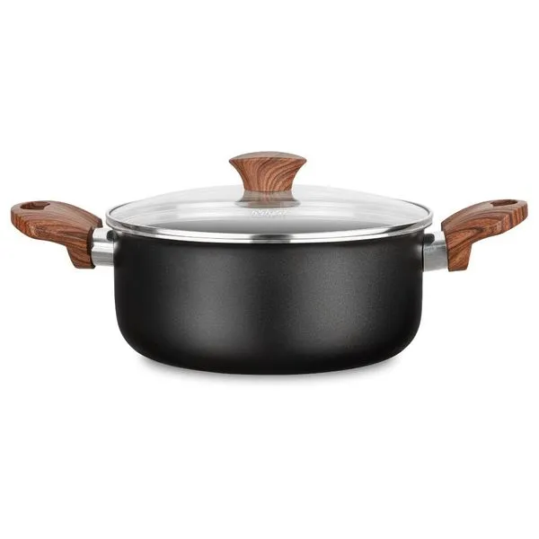 Caçarola com Tampa de Vidro N°24 4,2L Black - Revestimento Cerâmico