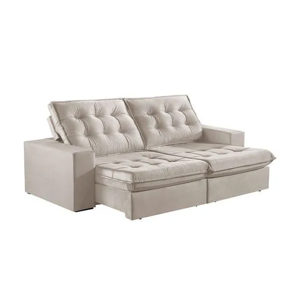 Sofá 2 Lugares Retrátil E Reclinável Martins M-165 Veludo Creme