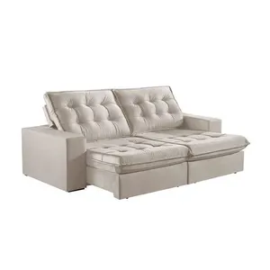 Sofá 2 Lugares Retrátil E Reclinável Martins M-165 Veludo Creme