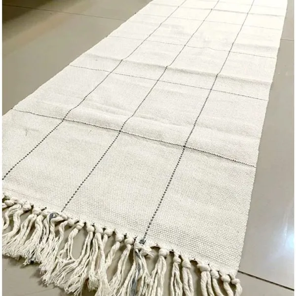 Caminho de Mesa Grid Algodão Tear Manual 40cm X 1,60m Cinza Caminho de Mesa Grid Algodão 40cm X 1,60m Cinza