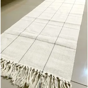 Caminho de Mesa Grid Algodão Tear Manual 40cm X 1,60m Cinza Caminho de Mesa Grid Algodão 40cm X 1,60m Cinza