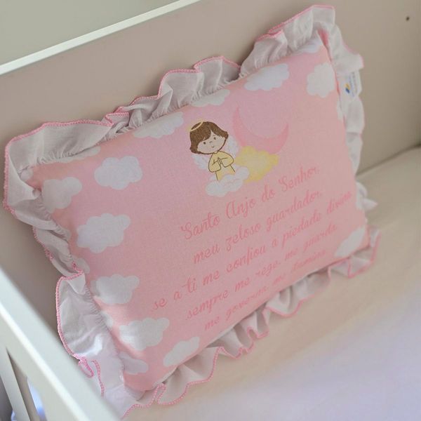 TRAVESSEIRO BEBE ANJINHO DA GUARDA INCOMFRAL ROSA