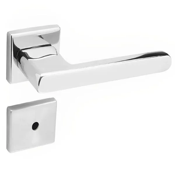 Conjunto De Fechadura 454 Em Inox Para Banheiro St255 Roseta 333 De Inox Polido - 43105039-5 - La Fonte