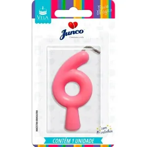 Vela De Aniversário Junco Candy Rosa N° 6