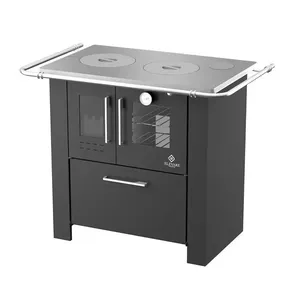 Fogão a Lenha Cheff N°02 Direito para Cozinha Elevare Industrial Preto com Chapa de Alumínio e Forno Fogão a Lenha Cheff N°02 Direito Elevare Industrial Preto com Chapa de Alumínio e Forno