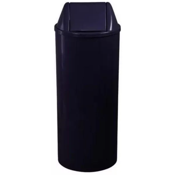 Lixeira De Plástico Preta 80x32cm Com Tampa Vai Vem 50 Litros - Eb27p - Jsn