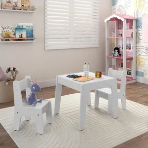 Conjunto De Mesa Infantil Com 2 Cadeiras Mdf Helena Branco Brilho