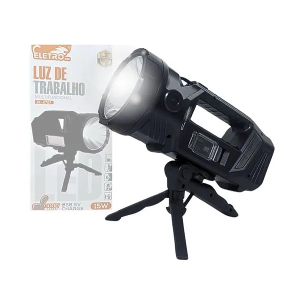 Lanterna LED Multifuncional EL-2727 Recarregável 15W com Tripé e Alça Eletromex Lanterna LED EL-2727 Recarregável 15W com Tripé e Alça Eletromex