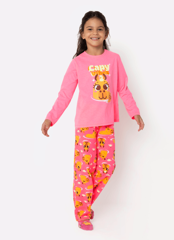 Pijama Manga Longa Menina Capivara Vibes 6