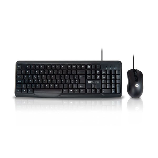 Kit Teclado e Mouse com fio Black Elegance | Goldentec