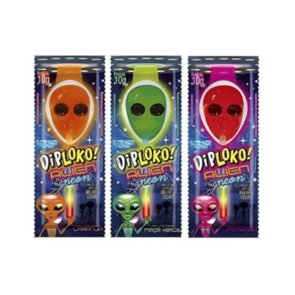 Pirulito Dip Loko Neon Alien 11g PIRULITO DIPLOKO 11G NEON ALIEN