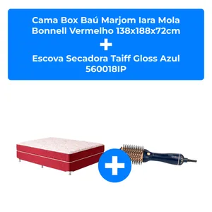 Kit Cama Box Baú Casal 72x138x188cm Marjom Iara Molas + Escova Secadora Taiff Gloss Azul