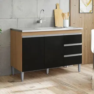 Balcão Gabinete de Cozinha Andréia 2 Portas 1 Prateleira MDP 120CM Amêndoa Desk Design Balcão Gabinete Andréia 2 Portas 1 Prateleira MDP 120CM Amêndoa Desk Design